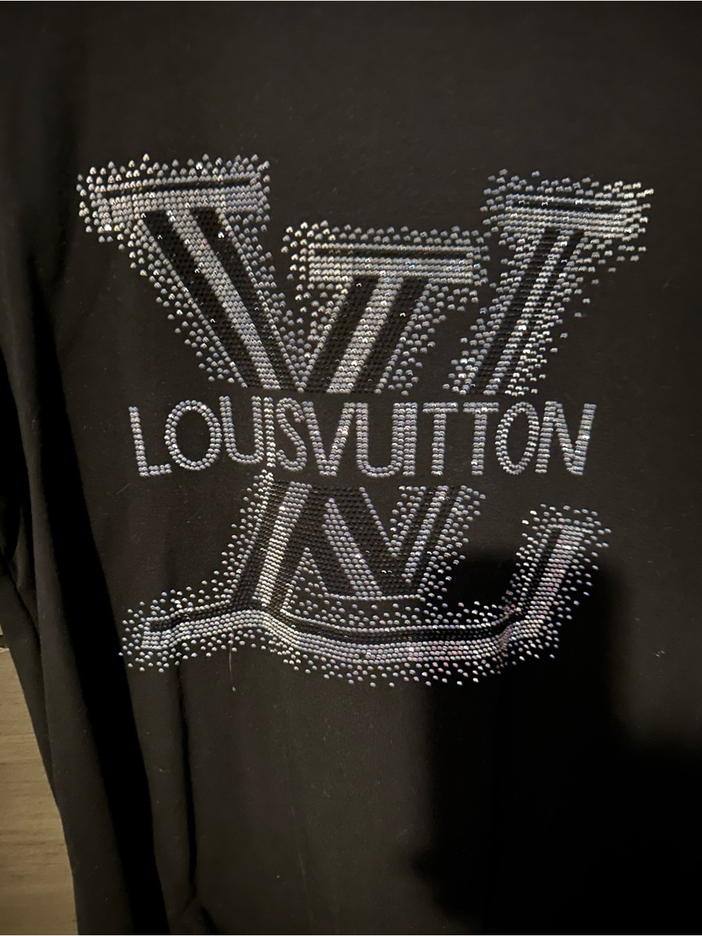 Black Silver Rhinestone Logo Tee - Picture 3 of 4